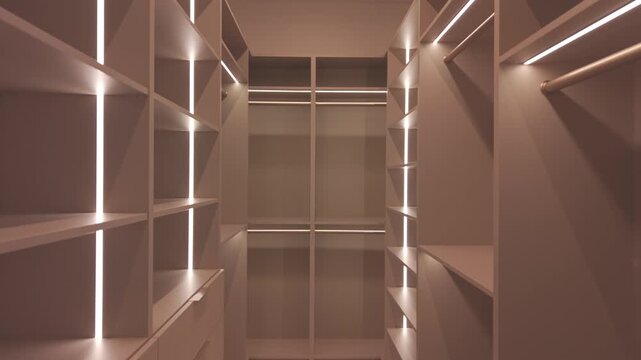 modern empty closet with cool LED lighting