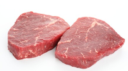 Fototapeta premium Two raw beef steaks isolated on white