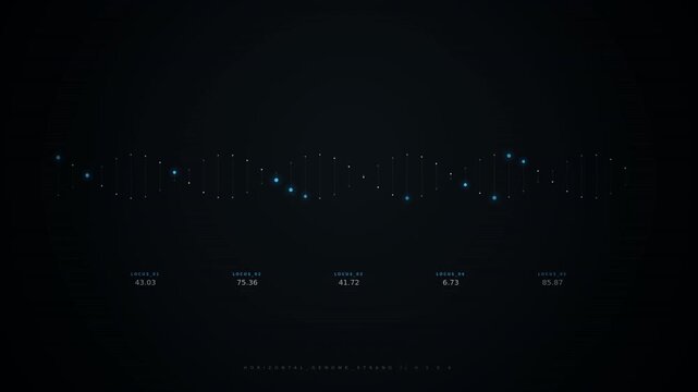 A minimalist digital wave representation with blue dots on a dark background, illustrating data