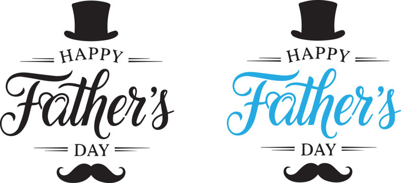 Happy father's day greeting with top hats and mustaches