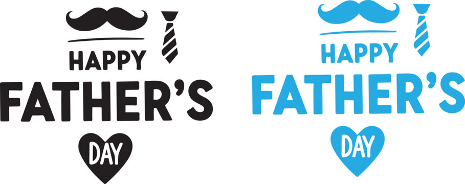 Festive father's day typography with mustaches ties and hearts
