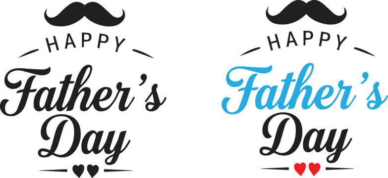 Happy father's day greeting with moustache and heart motifs
