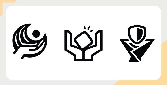 Abstract icons for security value human care with security system