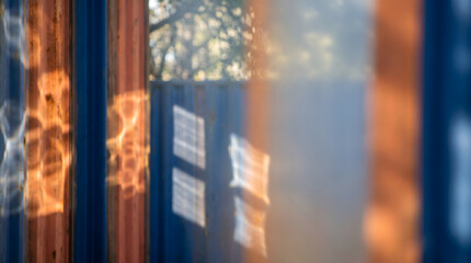 Naklejka premium Golden Sunlight Through Blurred Window