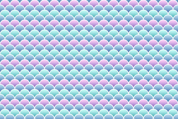 Marine reptile skin texture. Mermaid texture background with gradient. Fish scale pattern, seamless backdrop. Purple pink print. Cute Vector illustration. Retro sea wrapping paper. © Iryna