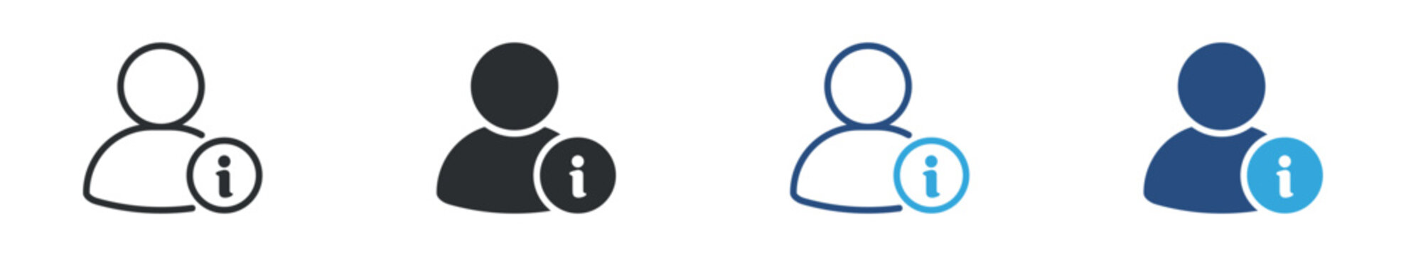 User Information icon set. Person with info symbol, profile details and account data concept, personal information and support icon, vector illustration
