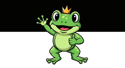 Fototapeta premium A cartoon frog wearing a crown.
