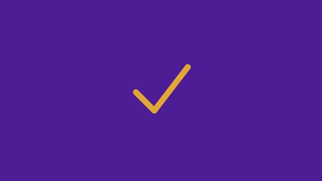 A simple graphic design featuring a purple background with an orange check mark in the center