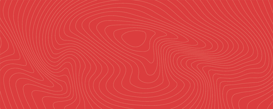 Beef or pork meat texture. Salmon, tuna or sushi structure. Fresh fillet macro view. Wavy lines and circles on red background. Vector flat illustration.