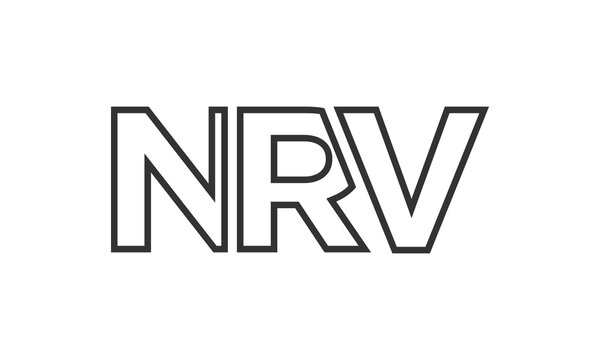 NRV logo design template with strong and modern bold text. Initial based vector logotype featuring simple and minimal typography. Trendy company identity.