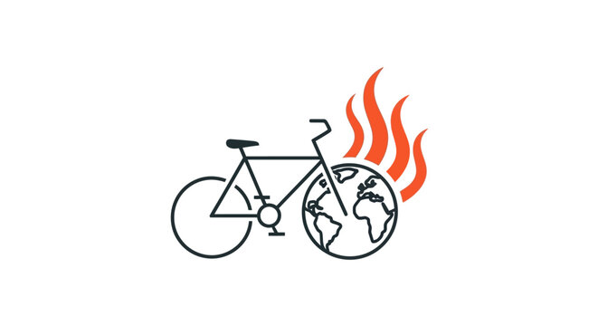 Bicycle with flames and globe wheel.