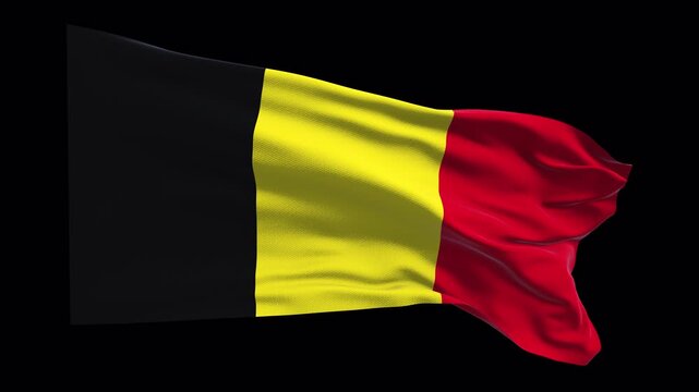 Belgium flag waving in the wind. Belgian identity unity national pride tricolor. News visuals political international relations documentaries educational travel web banners related to Western Europe