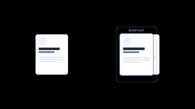 HR recruitment cards with selected candidate shortlist interface