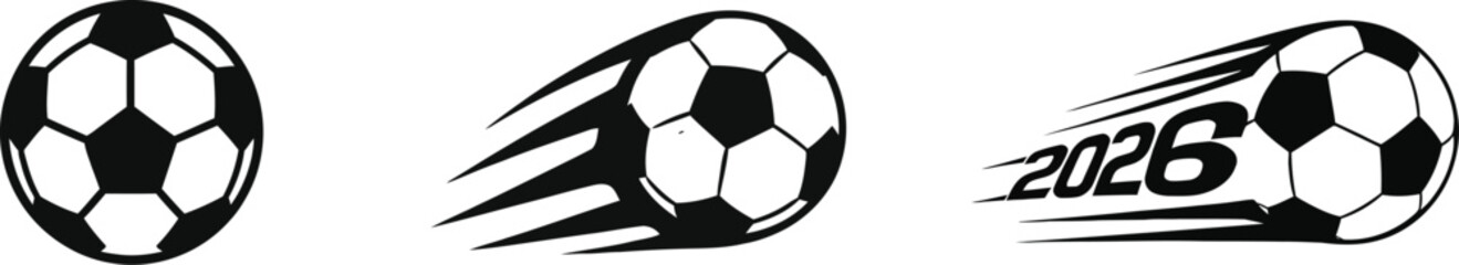 Obraz premium Dynamic Soccer Ball with Speed Motion - Football Tournament 2026 Vector Illustration Set
