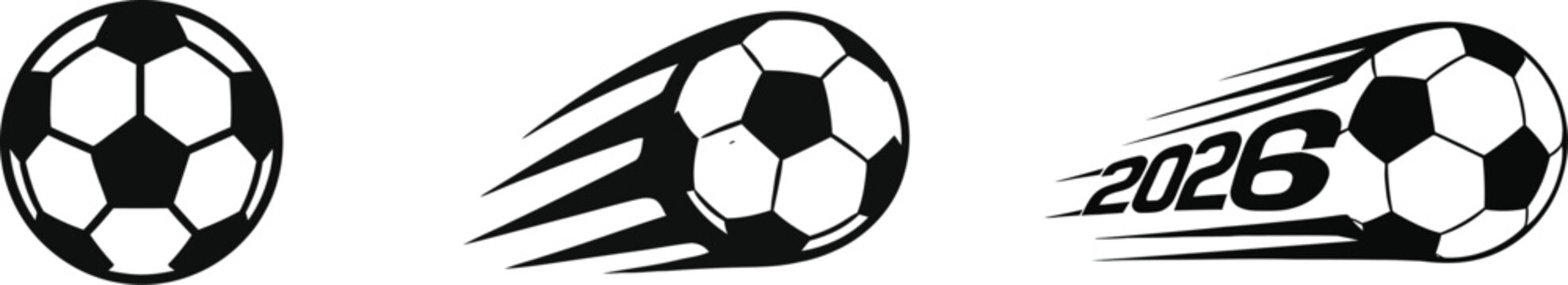 Dynamic Soccer Ball with Speed Motion - Football Tournament 2026 Vector Illustration Set