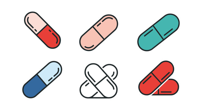 Supplement Capsule Line art simple abstract shape illustration
