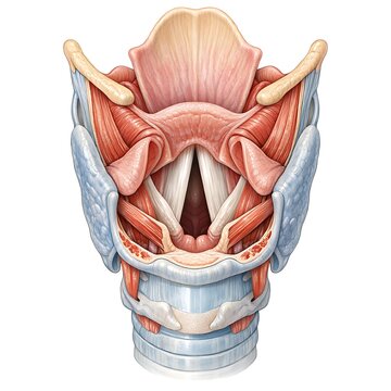 Human Larynx Anatomy and Vocal Cords Medical Illustration, Posterior View