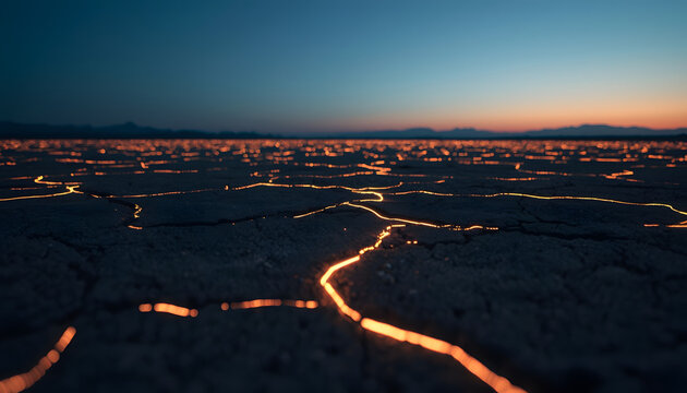 Glowing Ground Cracks Landscape Background