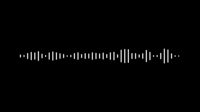 Sound wave animation, audio waveform spectrum on transparent background, music equalizer loop