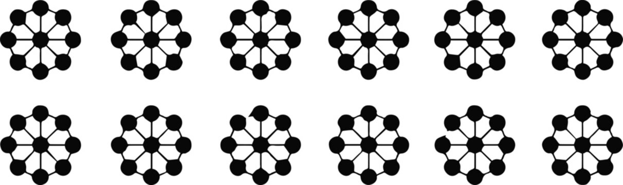network structures twelve circular polygonal node connection diagrams