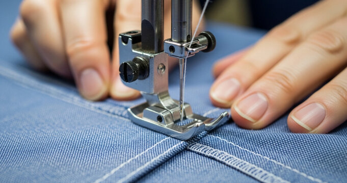 Sewing machine in action