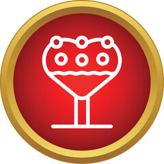 Fototapeta premium Heart shaped glass icon filling with liquid and bubbles on a red circle background