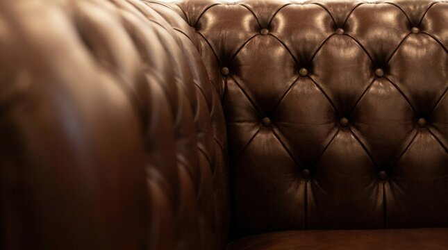 Classic tufted dark leather texture with raised buttons for elegant backdrop, modern design background, clean composition, generous copy space, refined texture, soft glow, polished finish, premium