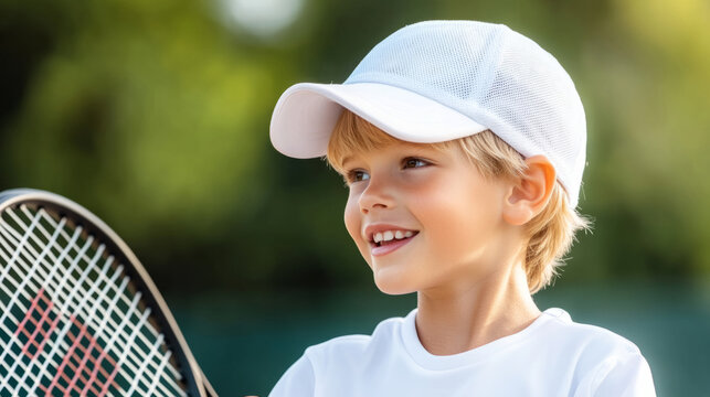 Young tennis enthusiast testing grip techniques in active sports setting