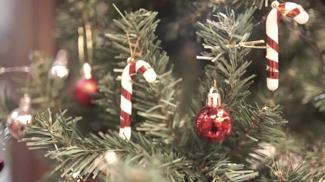 christmas, ornaments, decoration, winter, holiday, festive, snow, spruce, branch, tree, red, gold, glass, ball, seasonal, background, celebration, merry, december, nature, cold, fir, hanging, pine, ou