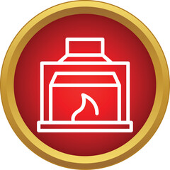 Naklejka premium Fireplace icon showing a burning flame inside a hearth, representing home heating and comfort