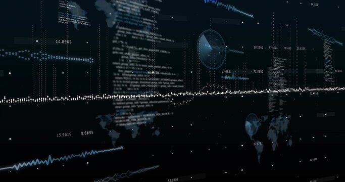 Streaming central dotted data stream flowing across virtual dashboard, showing code columns and HUD