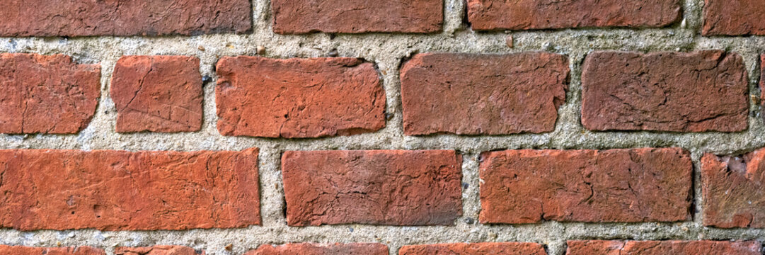 Panorama of old Victorian red brick wall  for use as a background texture