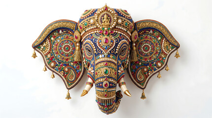 Naklejka premium Happy Thrissur Pooram - The Jewel-Adorned Elephant Mask