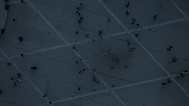 Top Down Aerial View of Praca do Comercio Lisbon City Center 