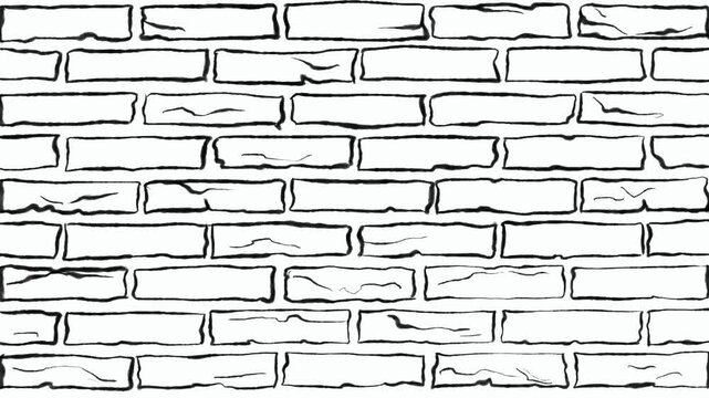 Timelapse digital drawing of a brick wall background, digital illustration.