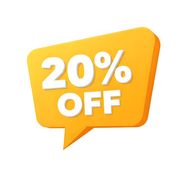Yellow 20 percent off discount speech bubble