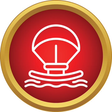 Parasailing activity on water concept presented as a simple line icon in a red circle
