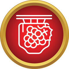 Naklejka premium Grapes and a leaf depicting a wine store or winery sign in a red circle