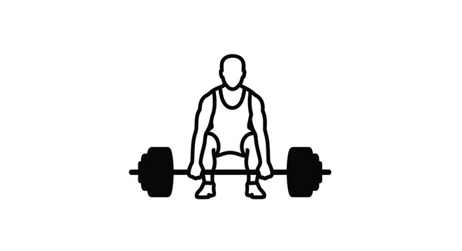 Weightlifter performing a deadlift in a bold black silhouette on transparent background