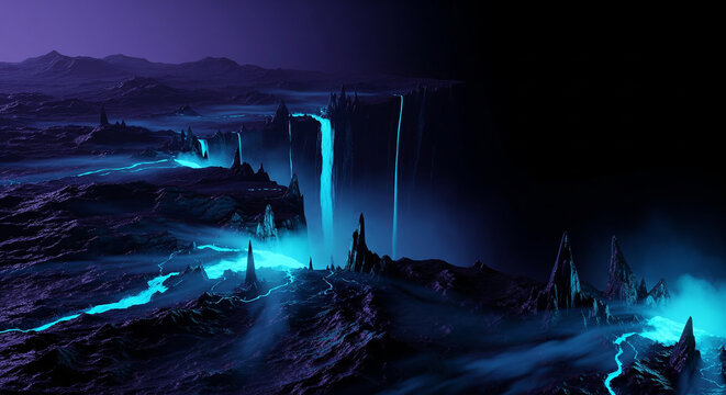 Magical blue glowing smoke over rocks isolated on a transparent png perfect for fantasy landscapes and dynamic visual art