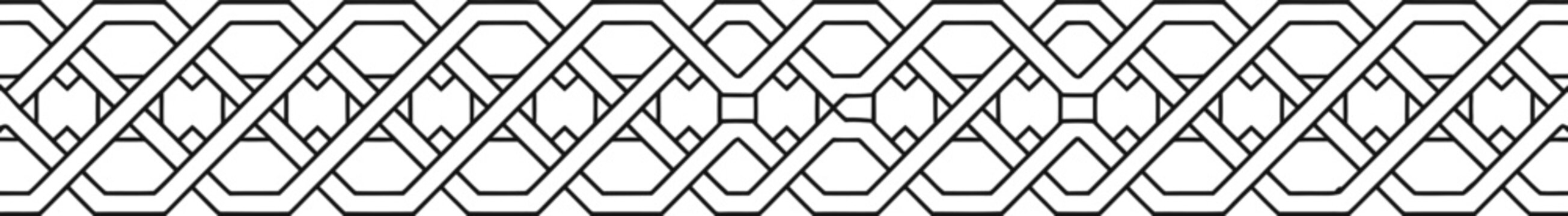 Seamless geometric line pattern vector illustration with repeating interwoven shapes abstract decorative background modern minimal design monochrome ornamental texture