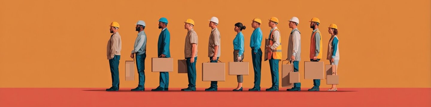 workforce concept with workers ready for labor
