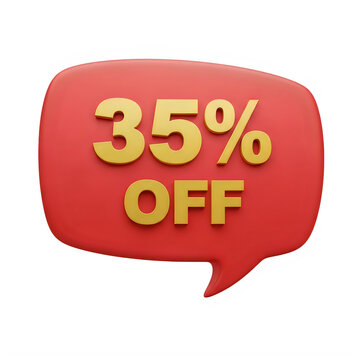 Red speech bubble with 35 percent off text