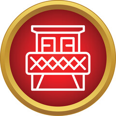 Obraz premium Balcony vector icon featuring a simple line style on a red circle background