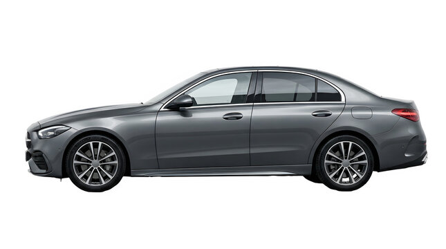 Grey mercedes benz c-class sedan isolated transparent background