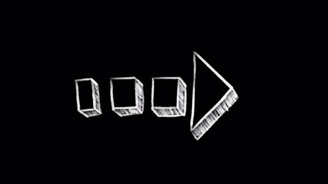 White arrow doodle chalk animation transparent background