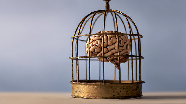 Confined Cognition: A Metaphor for Mental Restriction, Limited Thought, and Creative Block in an Antique Cage Setting