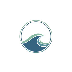 Obraz premium a blue and green wave logo.