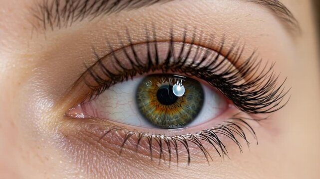 Closeup of Human Eye with Detailed Iris and Eyelashes in Natural Light