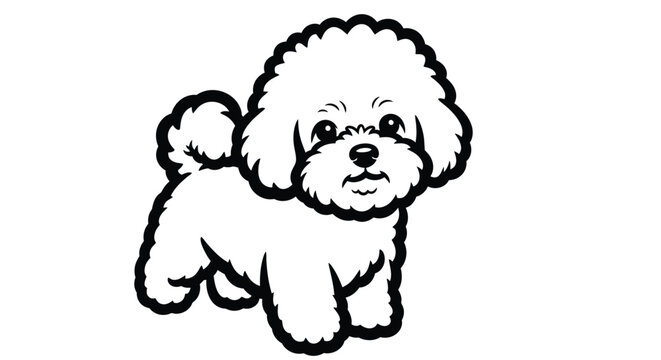 Adorable bichon frise dog vector illustration with fluffy white fur and curious eyes